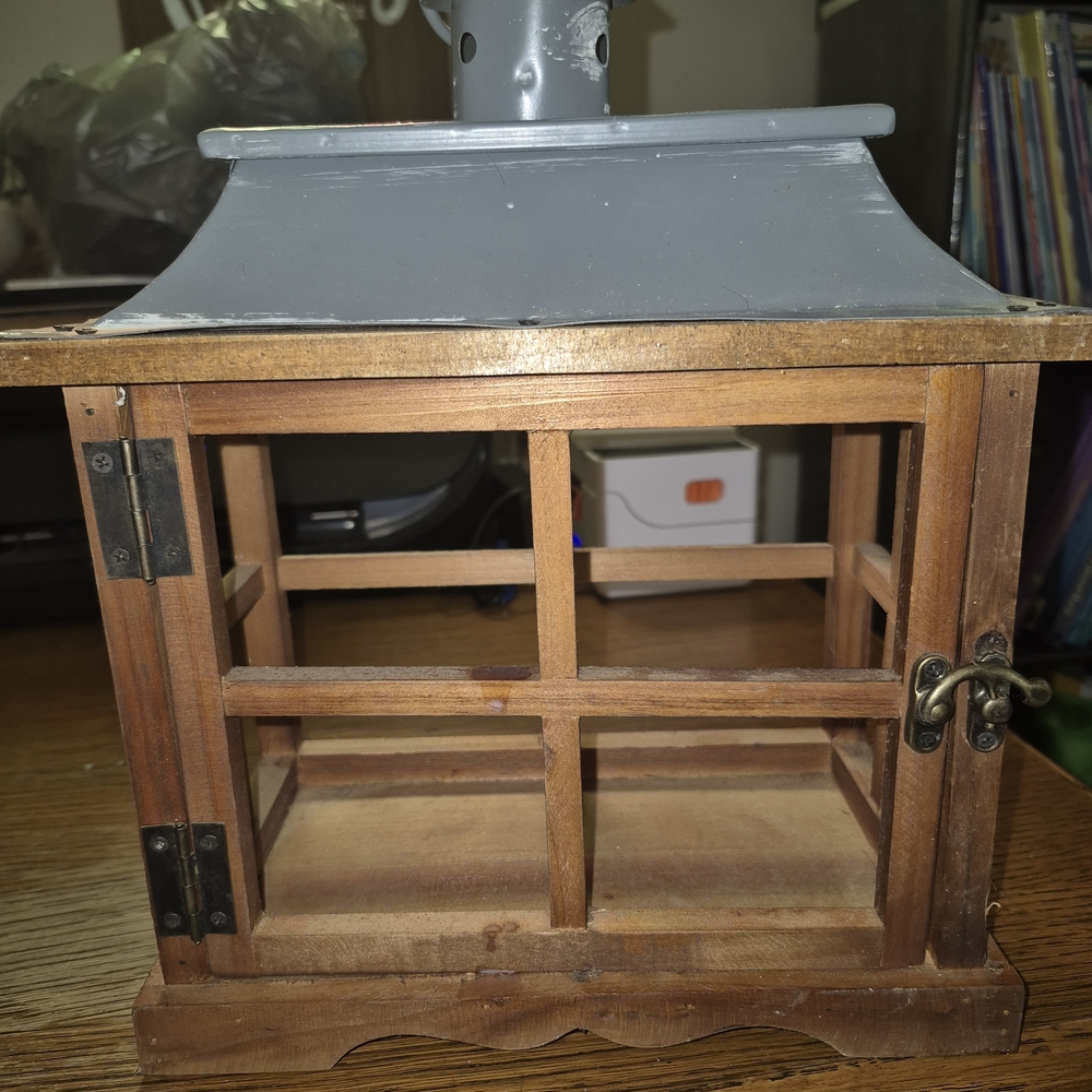 Wooden Lantern with Gray Metal Roof